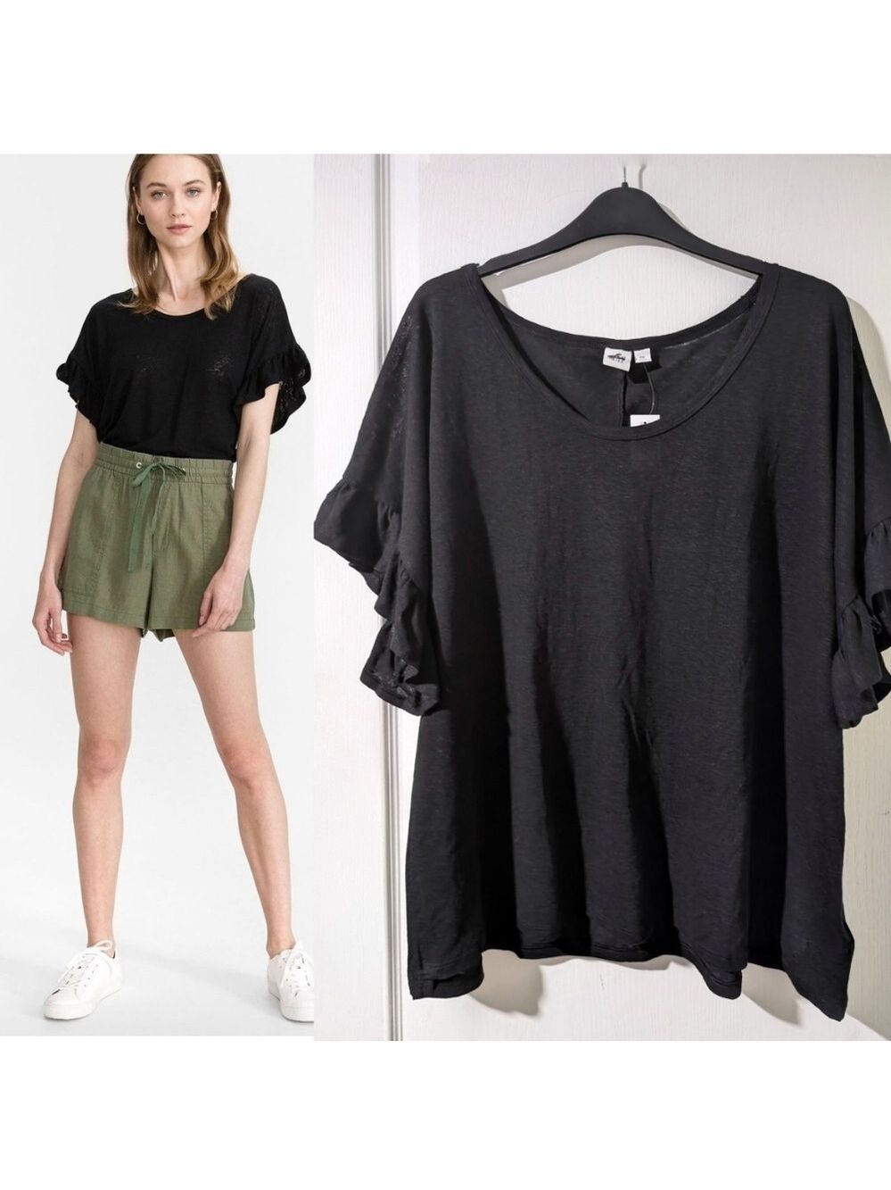 GAP | Short Sleeve Linen Tee In True Black